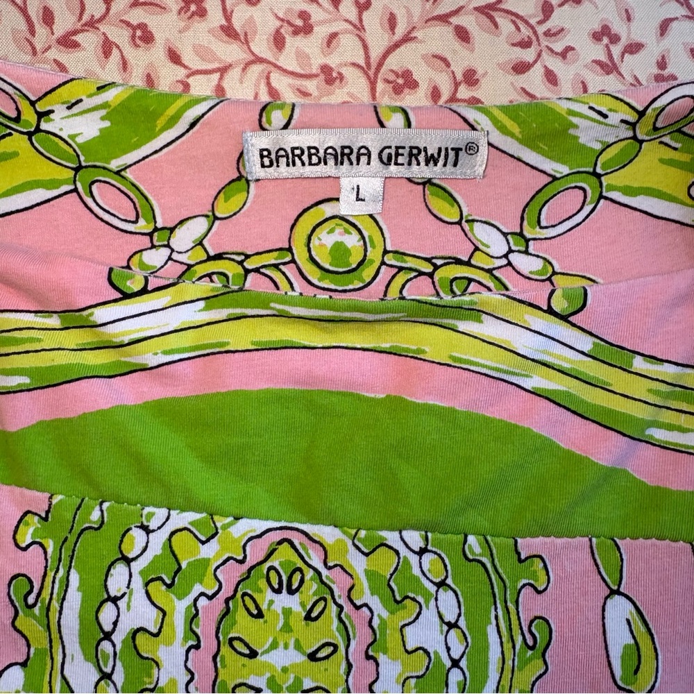 Barbara Gerwit Boatneck Pink & Green Dress - Picture 2 of 5
